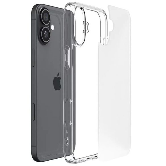 Apple iPhone 16 Plus, Műanyag hátlap védőtok + szilikon keret, Spigen Ultra Hybrid Matte, áttetsző