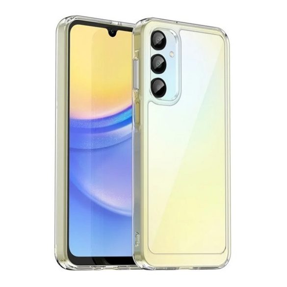 Samsung Galaxy A16 4G / A16 5G SM-A165F / A166B, Műanyag hátlap védőtok + szilikon keret, közepesen ütésálló, átlátszó hátlap, átlátszó