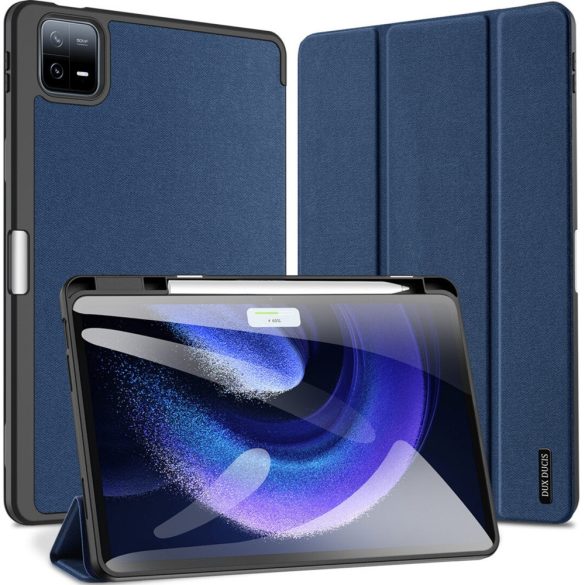Xiaomi Pad 6 (11.0) / Pad 6 Pro (11.0), mappa tok, Trifold, érintőceruza tartó, Dux Ducis Domo, sötétkék