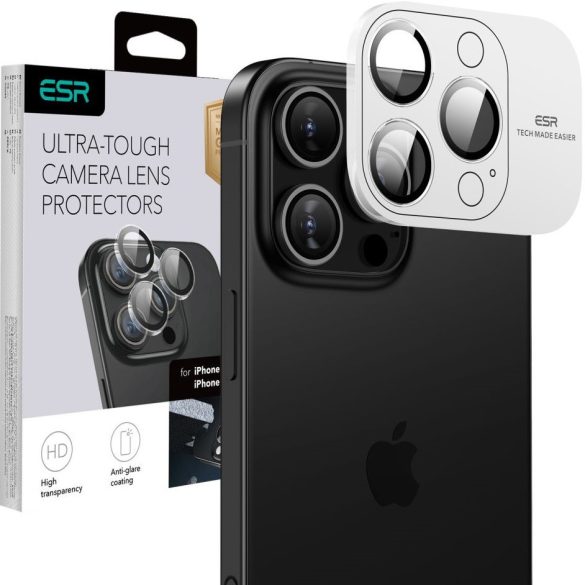 Apple iPhone 16 Pro / 16 Pro Max, Kamera lencsevédő fólia, ütésálló fólia, Tempered Glass (edzett üveg), ESR Armorite, Clear