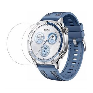 Huawei Watch GT5 (41 mm), Kijelzővédő fólia, ütésálló fólia (az íves részre nem hajlik rá!), Tempered Glass (edzett üveg), Clear, 2 db / csomag
