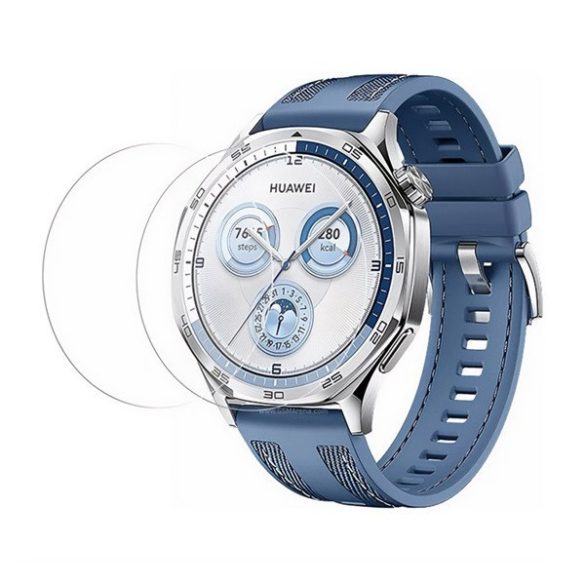 Huawei Watch GT5 (41 mm), Kijelzővédő fólia, ütésálló fólia (az íves részre nem hajlik rá!), Tempered Glass (edzett üveg), Clear, 2 db / csomag