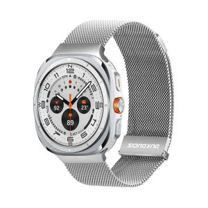 Samsung Galaxy Watch Ultra (47mm) SM-L705, fém pótszíj, mágneses zár, milánói stílus, Dux Ducis Milanese, ezüst