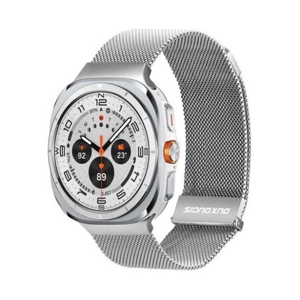 Samsung Galaxy Watch Ultra (47mm) SM-L705, fém pótszíj, mágneses zár, milánói stílus, Dux Ducis Milanese, ezüst