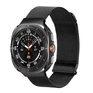 Samsung Galaxy Watch Ultra (47mm) SM-L705, fém pótszíj, mágneses zár, milánói stílus, Dux Ducis Milanese, fekete
