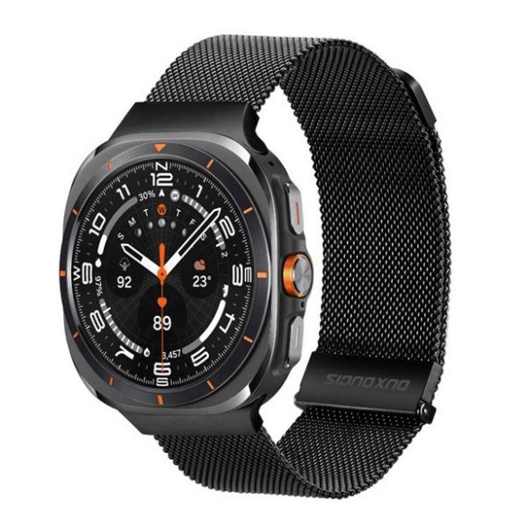 Samsung Galaxy Watch Ultra (47mm) SM-L705, fém pótszíj, mágneses zár, milánói stílus, Dux Ducis Milanese, fekete