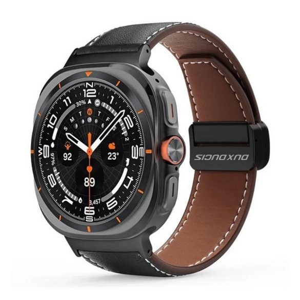 Samsung Galaxy Watch Ultra (47mm) SM-L705, valódi bőr pótszíj, állítható, mágneses zár, Dux Ducis YA, fekete
