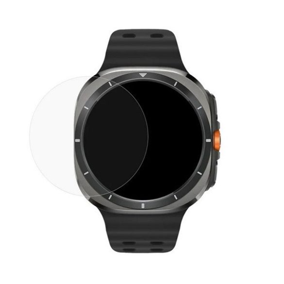 Samsung Galaxy Watch Ultra (47mm) SM-L705, Kijelzővédő fólia, ütésálló fólia (az íves részre nem hajlik rá!), Tempered Glass (edzett üveg), Clear