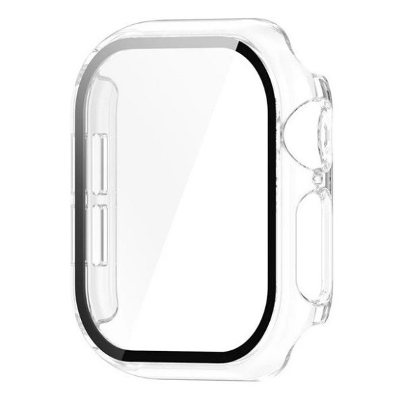 Apple Watch 10 (46 mm), Műanyag védőkeret, kijelzővédő üveggel, közepesen ütésálló, szíj nélkül, átlátszó