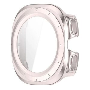 Samsung Galaxy Watch Ultra (47mm) SM-L705, Műanyag védőkeret, kijelzővédő üveggel, közepesen ütésálló, szíj nélkül, ezüst