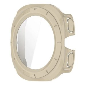 Samsung Galaxy Watch Ultra (47mm) SM-L705, Műanyag védőkeret, kijelzővédő üveggel, közepesen ütésálló, szíj nélkül, fehér