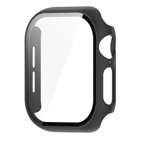 Apple Watch 10 (46 mm), Műanyag védőkeret, kijelzővédő üveggel, közepesen ütésálló, szíj nélkül, fekete