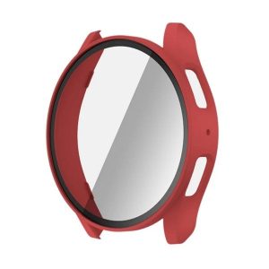 Samsung Galaxy Watch 7 (44 mm) SM-L310 / L315, Műanyag védőkeret, kijelzővédő üveggel, közepesen ütésálló, szíj nélkül, piros