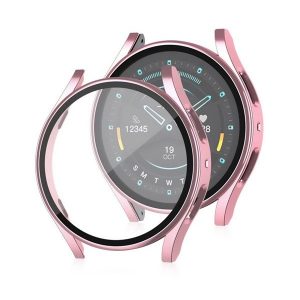 Samsung Galaxy Watch 7 (40 mm) SM-L300 / L305, Műanyag védőkeret, kijelzővédő üveggel, közepesen ütésálló, szíj nélkül, vörösarany