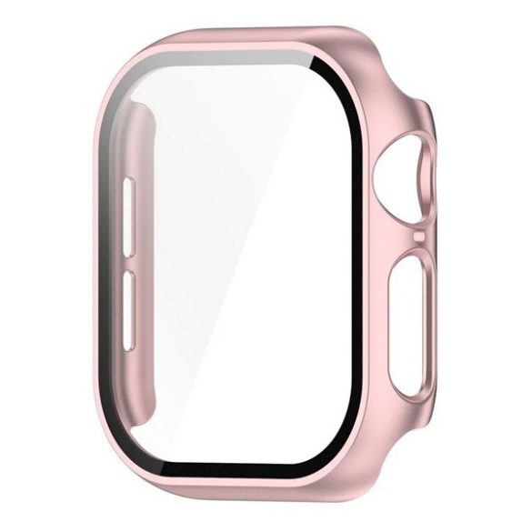 Apple Watch 10 (46 mm), Műanyag védőkeret, kijelzővédő üveggel, közepesen ütésálló, szíj nélkül, vörösarany