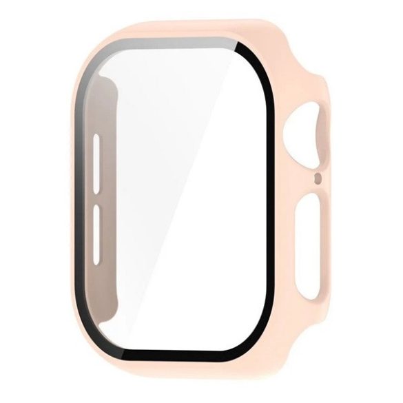 Apple Watch 10 (42 mm), Műanyag védőkeret, kijelzővédő üveggel, közepesen ütésálló, szíj nélkül, rózsaszín