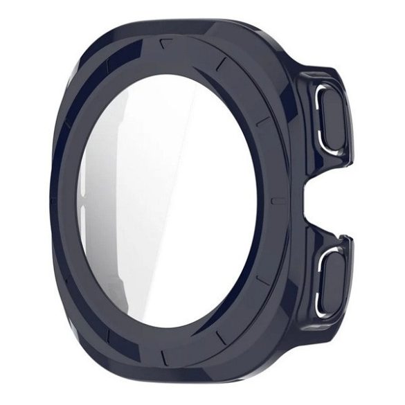 Samsung Galaxy Watch Ultra (47mm) SM-L705, Műanyag védőkeret, kijelzővédő üveggel, közepesen ütésálló, szíj nélkül, sötétkék