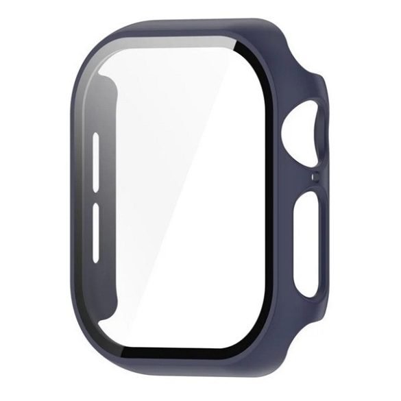 Apple Watch 10 (46 mm), Műanyag védőkeret, kijelzővédő üveggel, közepesen ütésálló, szíj nélkül, sötétkék