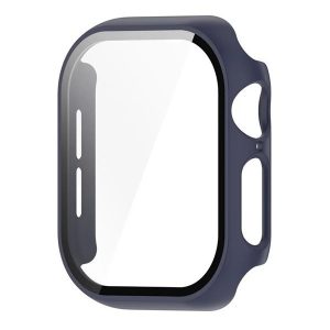 Apple Watch 10 (42 mm), Műanyag védőkeret, kijelzővédő üveggel, közepesen ütésálló, szíj nélkül, sötétkék