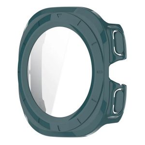Samsung Galaxy Watch Ultra (47mm) SM-L705, Műanyag védőkeret, kijelzővédő üveggel, közepesen ütésálló, szíj nélkül, sötétzöld