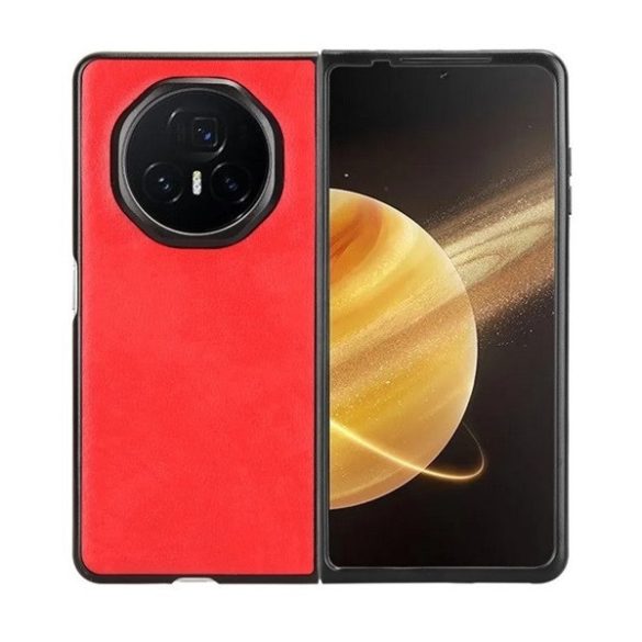 Huawei Honor Magic V3, Műanyag hátlap védőtok, bőrhatású hátlap, piros