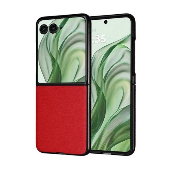 Motorola Razr 50 Ultra, Műanyag hátlap védőtok, bőrhatású hátlap, piros