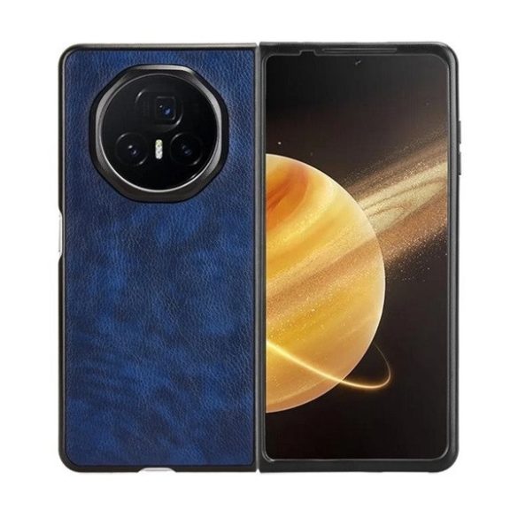 Huawei Honor Magic V3, Műanyag hátlap védőtok, bőrhatású hátlap, sötétkék