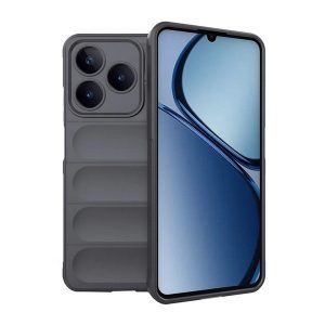 Realme C63 4G, Szilikon tok, közepesen ütésálló, 3D minta, sötétszürke