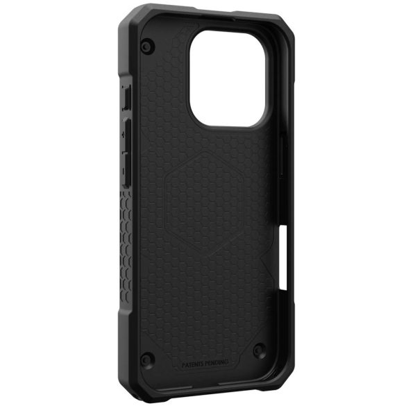 Apple iPhone 16 Pro, Műanyag hátlap védőtok, szilikon belső, közepesen ütésálló, Magsafe töltővel kompatibilis, karbon minta, UAG Monarch Pro, mintás/fekete
