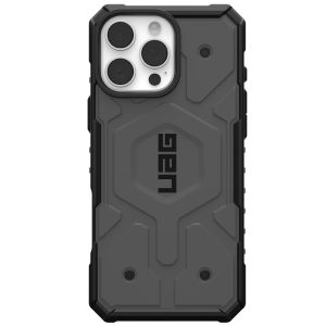 Apple iPhone 16 Pro Max, Műanyag hátlap védőtok, szilikon belső, közepesen ütésálló, Magsafe töltővel kompatibilis, UAG Pathfinder Magsafe, ezüst