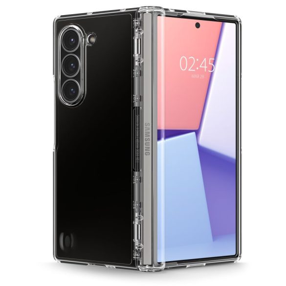 Samsung Galaxy Z Fold6 SM-F956B, Műanyag hátlap védőtok + szilikon keret, közepesen ütésálló, zsanérvédő, Spigen Ultra Hybrid Pro, átlátszó
