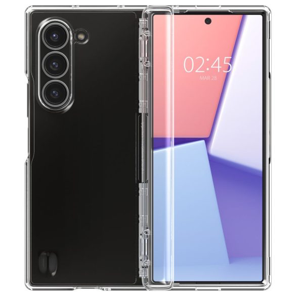 Samsung Galaxy Z Fold6 SM-F956B, Műanyag hátlap védőtok + szilikon keret, közepesen ütésálló, zsanérvédő, Spigen Ultra Hybrid Pro, átlátszó