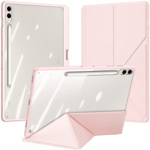 Samsung Galaxy Tab S9 Plus 12.4 / Tab S10 Plus 12.4 SM-X810 / X816B / X820 / X826B, mappa tok, érintőceruza tartó, levehető előlap, Origami Smart Case, Dux Ducis Magi, átlátszó/rózsaszín