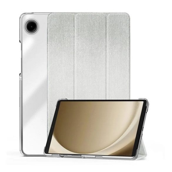 Samsung Galaxy Tab A9 (8.7) SM-X110 / X115, mappa tok, közepesen ütésálló, textil hatású előlap, átlátszó hátlap, Trifold, Dux Ducis Unid, világoszöld