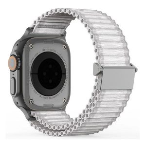 Apple Watch 4-6, SE, SE (2022) (38 / 40 mm) / Watch 7-9 (41 mm) / Watch 10 (42 mm), textíl pótszíj, nylon, állítható, hullámos kialakítású akasztórész, Dux Ducis YC, fehér