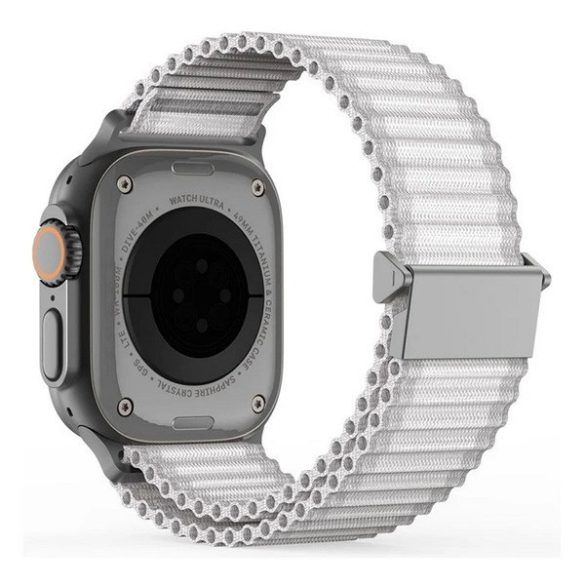 Apple Watch 4-6, SE, SE (2022) (38 / 40 mm) / Watch 7-9 (41 mm) / Watch 10 (42 mm), textíl pótszíj, nylon, állítható, hullámos kialakítású akasztórész, Dux Ducis YC, fehér