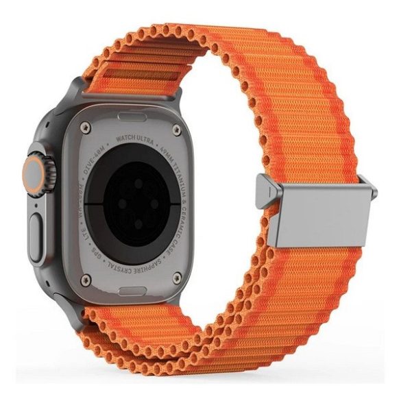 Apple Watch 4-6, SE, SE (2022) (38 / 40 mm) / Watch 7-9 (41 mm) / Watch 10 (42 mm), textíl pótszíj, nylon, állítható, hullámos kialakítású akasztórész, Dux Ducis YC, narancssárga