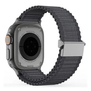 Apple Watch 4-6, SE, SE (2022) (38 / 40 mm) / Watch 7-9 (41 mm) / Watch 10 (42 mm), textíl pótszíj, nylon, állítható, hullámos kialakítású akasztórész, Dux Ducis YC, sötétszürke
