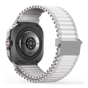 Samsung Galaxy Watch Ultra (47mm) SM-L705, textíl pótszíj, nylon, állítható, hullámos kialakítású akasztórész, Dux Ducis YC, fehér