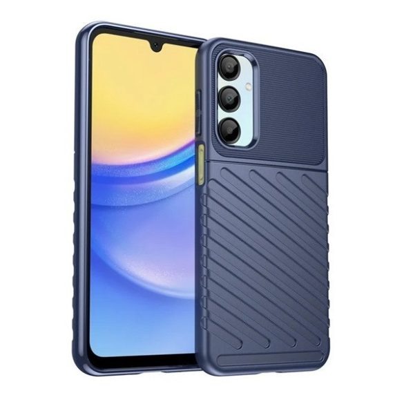 Samsung Galaxy A16 4G / A16 5G SM-A165F / A166B, Szilikon tok, közepesen ütésálló, domború csíkos minta, sötétkék