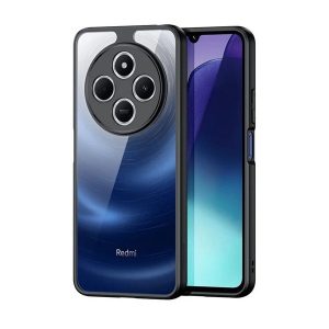 Xiaomi Redmi 14C / Poco C75, Műanyag hátlap védőtok + szilikon keret, Dux Ducis Aimo, átlátszó/fekete