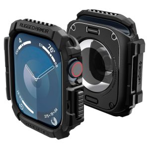 Apple Watch 10 (46 mm), Szilikon védőkeret, ütésálló, szíj nélkül, Spigen Rugged Armor, fekete