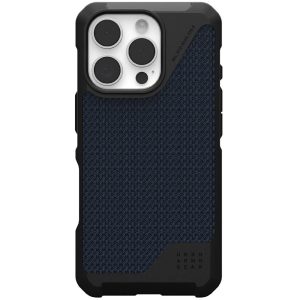 Apple iPhone 16 Pro, Műanyag hátlap védőtok + szilikon keret, közepesen ütésálló, Magsafe kompatibilis, szőtt minta, UAG Metropolis LT Magsafe, mintás/sötétkék
