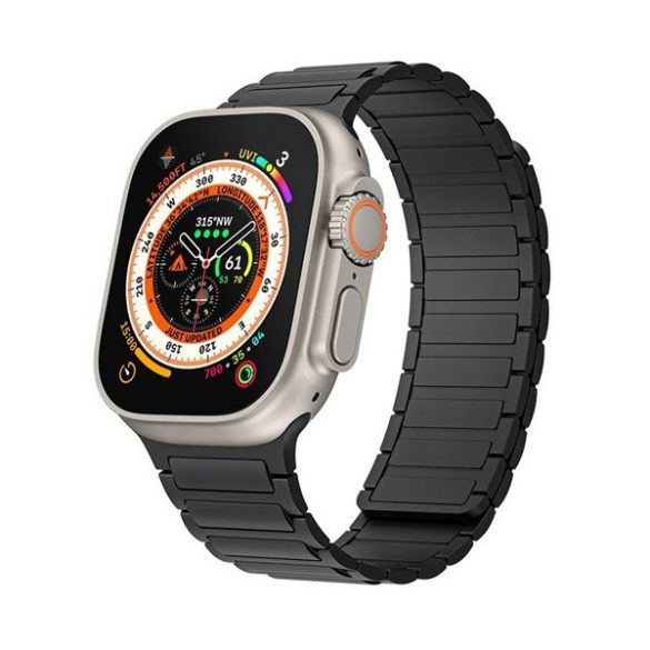 Apple Watch 4-6, SE, SE (2022) (38 / 40 mm) / Watch 7-9 (41 mm) / Watch 10 (42 mm), szilikon pótszíj, mágneses zár, kétszínű, 3D minta, fekete/fekete