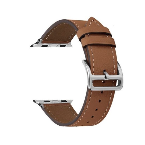 Apple Watch 4-6, SE, SE (2022) (38 / 40 mm) / Watch 7-9 (41 mm) / Watch 10 (42 mm), valódi bőr pótszíj, állítható, barna