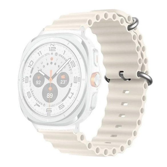 Samsung Galaxy Watch Ultra (47mm) SM-L705, szilikon pótszíj, állítható, hullámos kialakítás, fehér