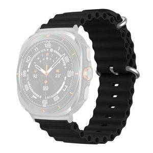 Samsung Galaxy Watch Ultra (47mm) SM-L705, szilikon pótszíj, állítható, hullámos kialakítás, fekete