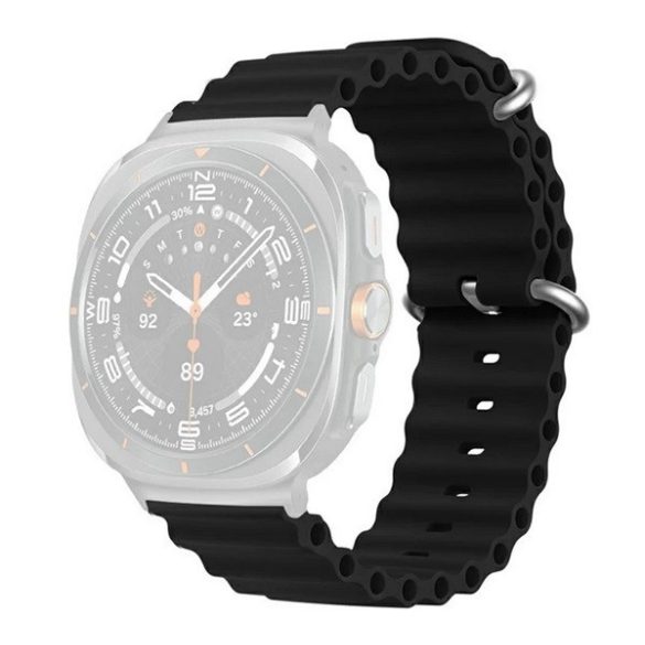 Samsung Galaxy Watch Ultra (47mm) SM-L705, szilikon pótszíj, állítható, hullámos kialakítás, fekete
