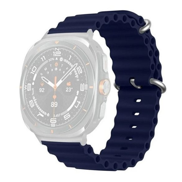 Samsung Galaxy Watch Ultra (47mm) SM-L705, szilikon pótszíj, állítható, hullámos kialakítás, sötétkék