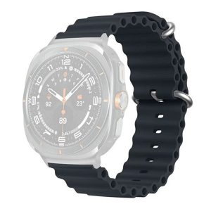 Samsung Galaxy Watch Ultra (47mm) SM-L705, szilikon pótszíj, állítható, hullámos kialakítás, sötétszürke